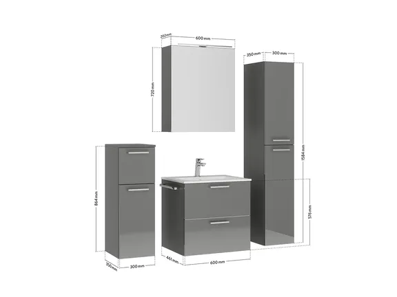 Nobilia Bathroom block with mirror cabinet and ancillary furniture 4