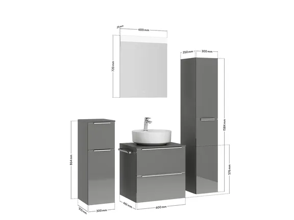 Nobilia Bathroom block with surface mirror and ancillary furniture 4