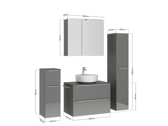 Nobilia Bathroom block with mirror cabinet and ancillary furniture 4