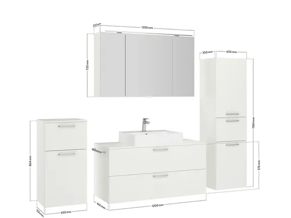 Nobilia Bathroom block with mirror cabinet and ancillary furniture 4